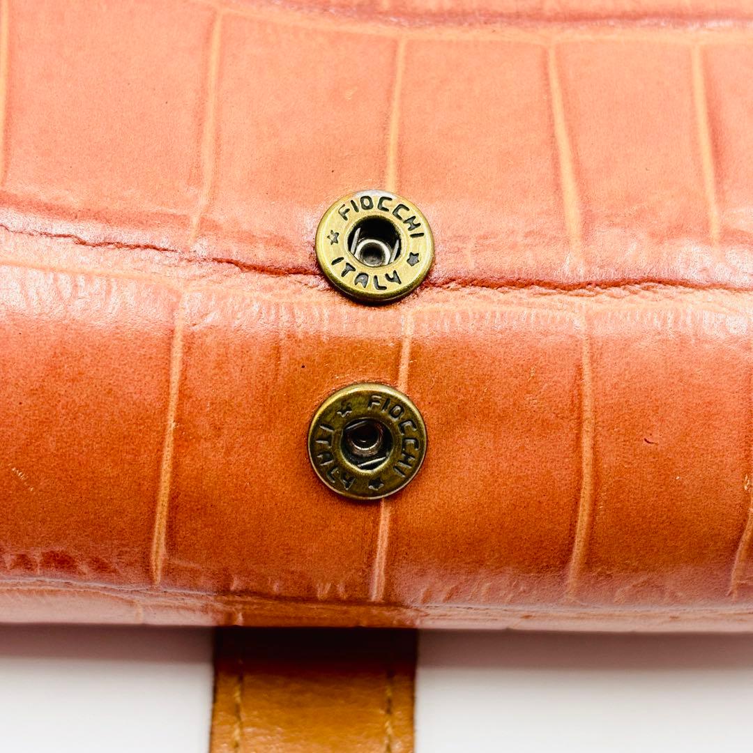 美品✨️定価8万 フェリージ コロコロ クロコ型押し レザーミニ財布 キャメル