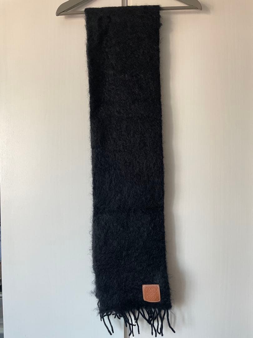 LOEWE ブラック マフラー モヘア・ウール