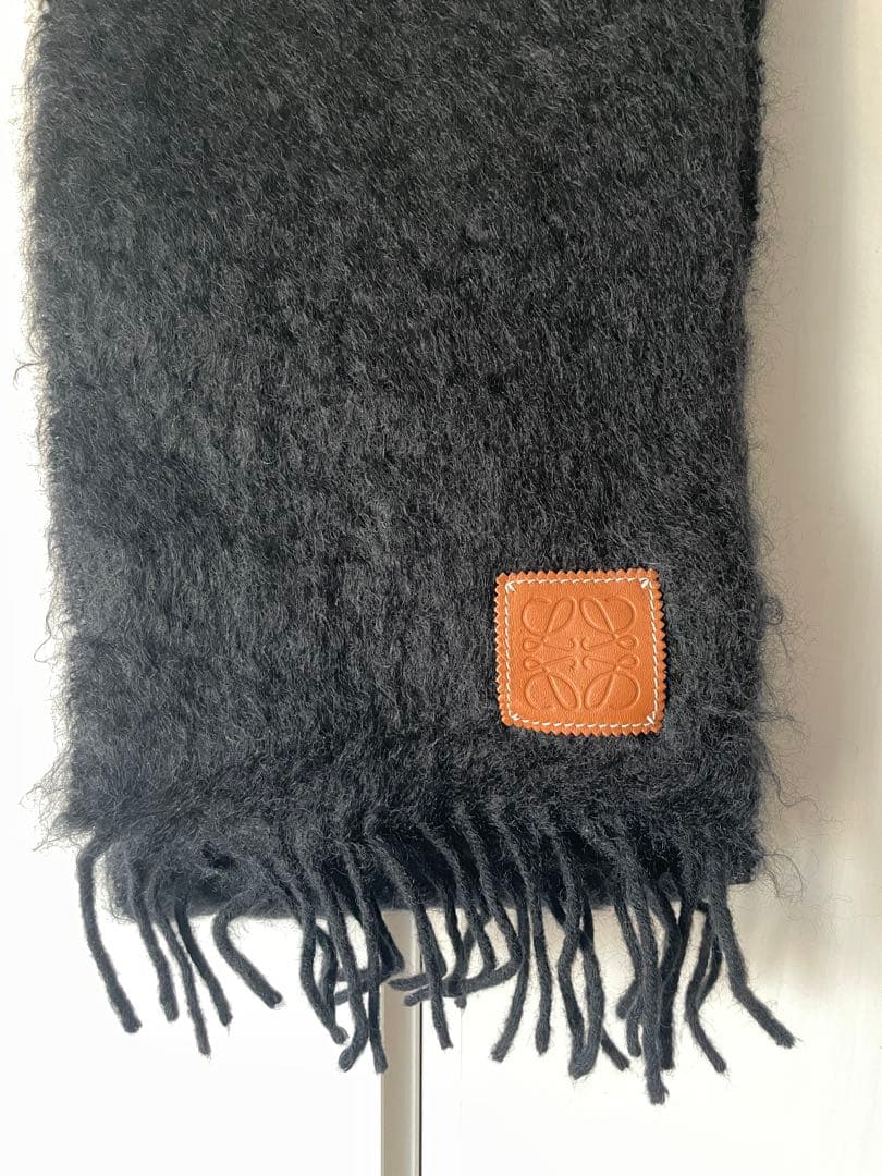 LOEWE ブラック マフラー モヘア・ウール