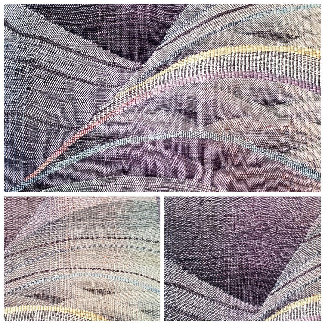 A◆着物くつろぎ すくい織 波模様 ナチュラル 太鼓 正絹 カジュアルな袋帯