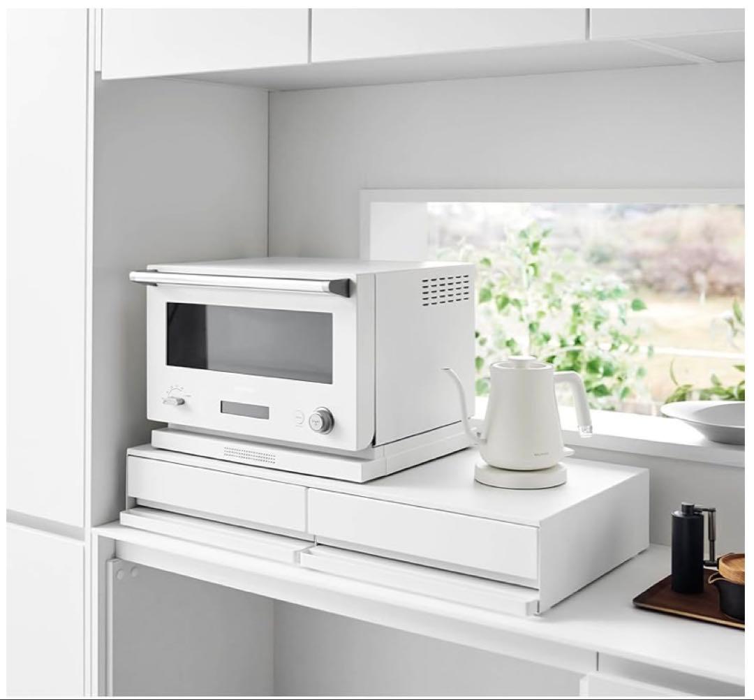 山崎実業 ツーウェイキッチン家電下引き出し＆スライドテーブル タワー W80