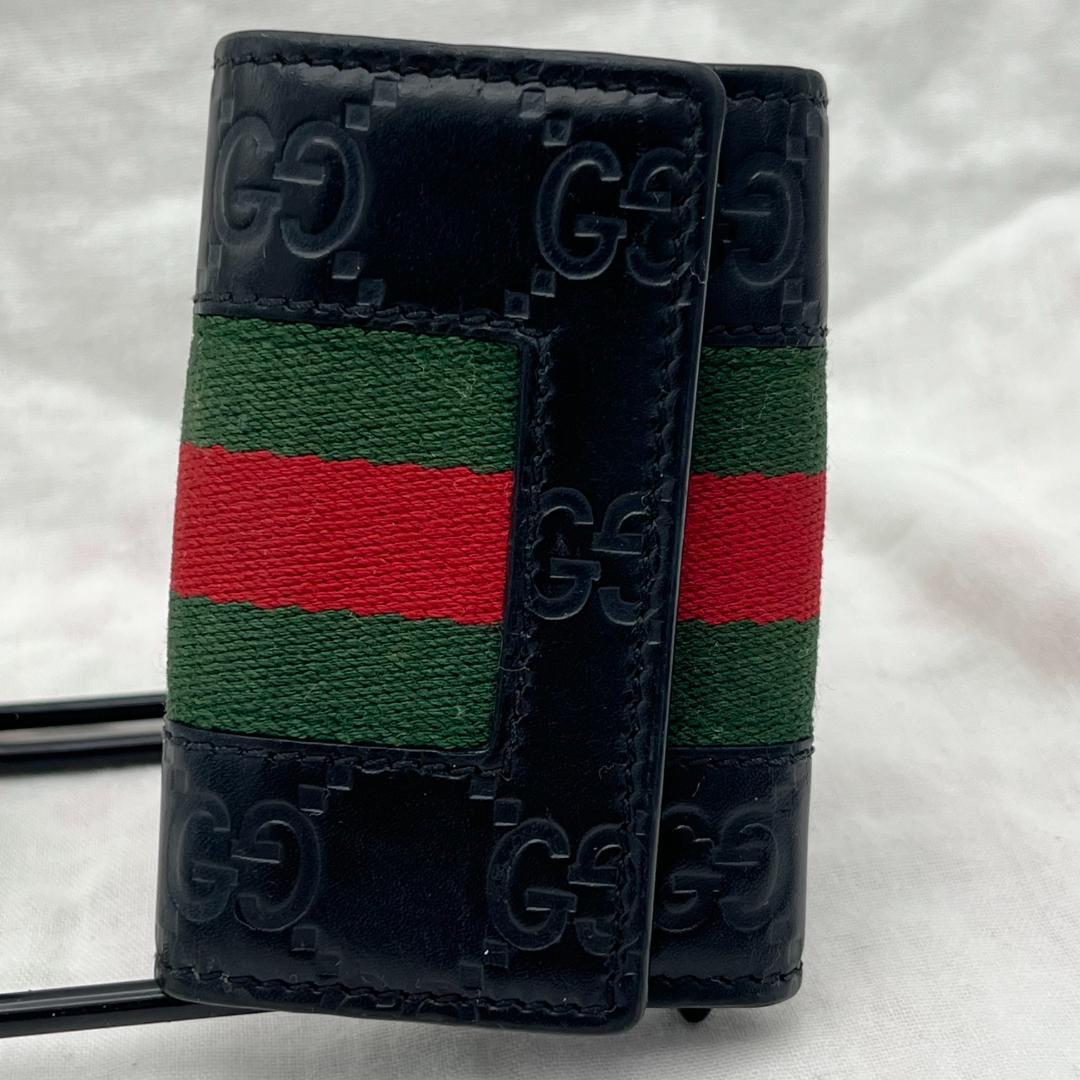 【美品】GUCCI グッチ シェリーライン GG柄 6連 キーケース ブラック
