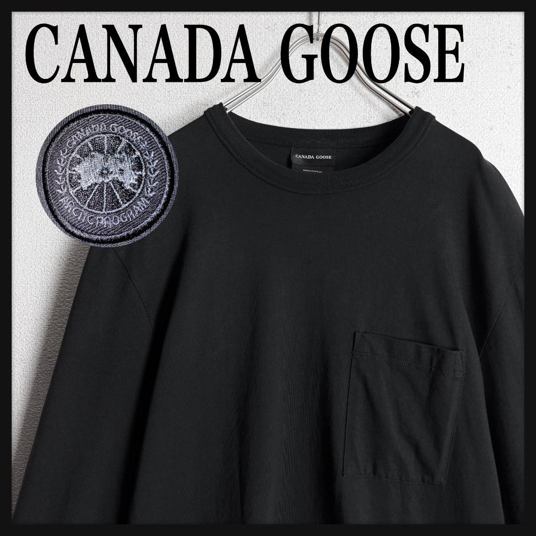 【美品高級モデル☆ワッペン刺繍ロゴ☆アームデザイン】カナダグース ロンT 長袖