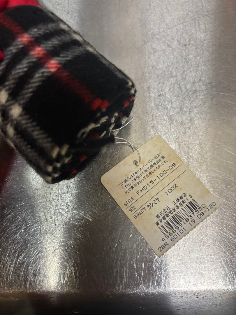 【新品未使用】バーバリー カシミヤ100% マフラー 三陽商会 ノバチェック 黒