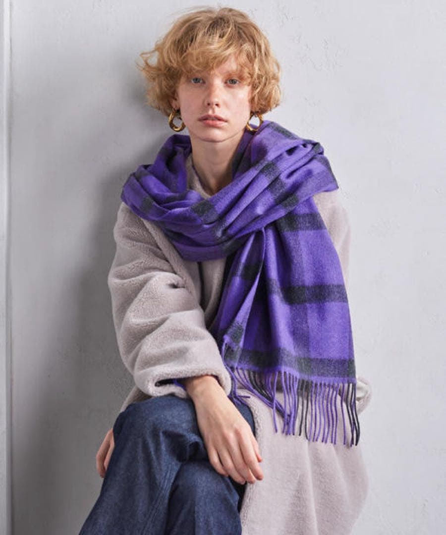 美品★カシミヤ100% ストール チェックUNITED ARROWS¥29700