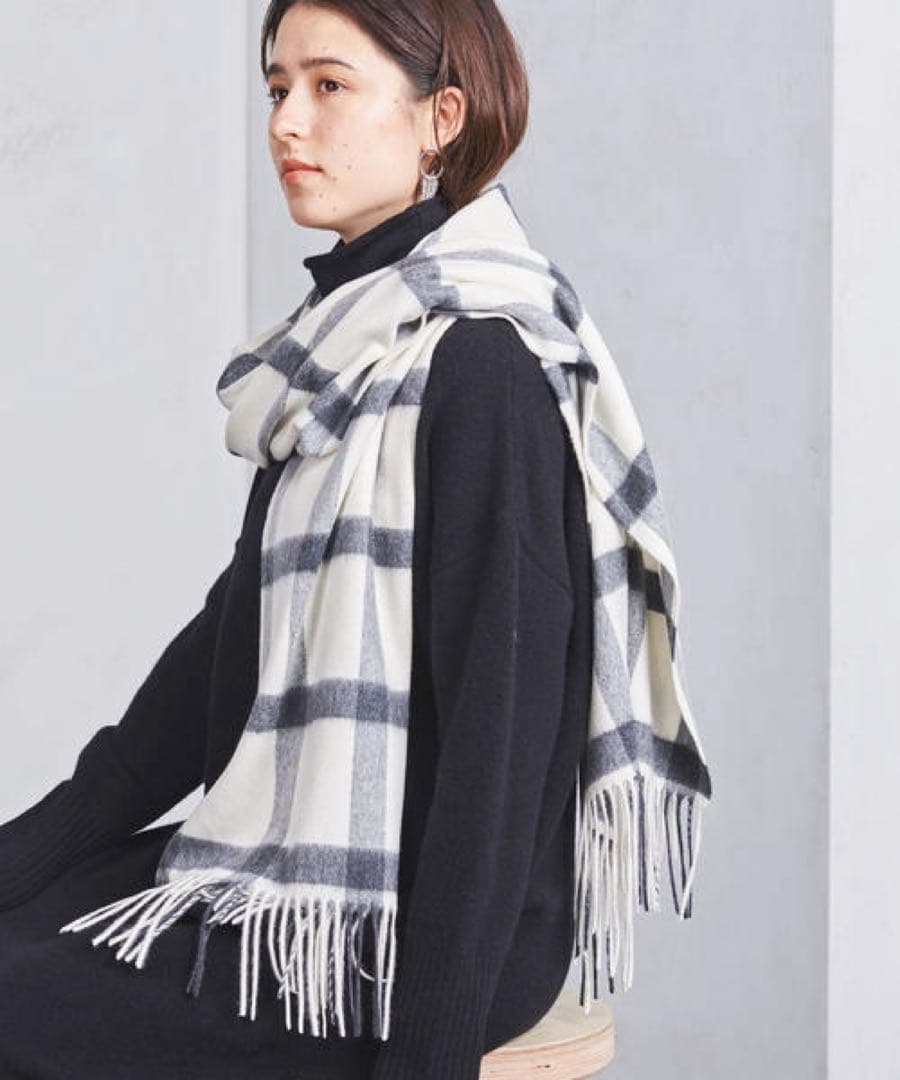 美品★カシミヤ100% ストール チェックUNITED ARROWS¥29700