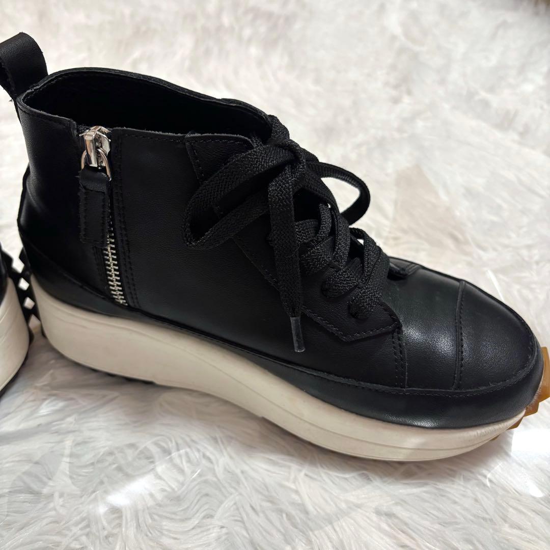 ビアズリー 厚底 レースアップシューズ　ブラック　23.5