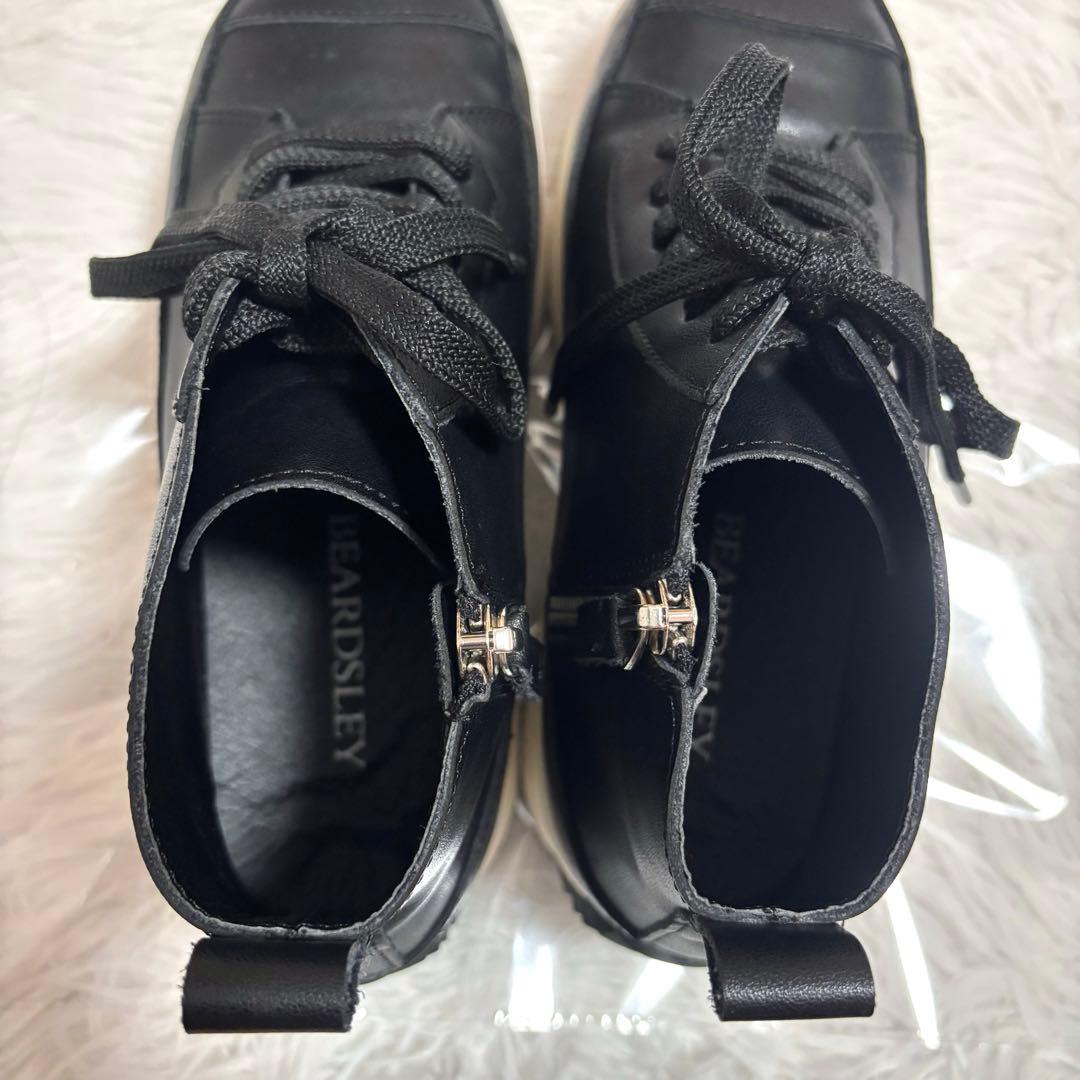 ビアズリー 厚底 レースアップシューズ　ブラック　23.5