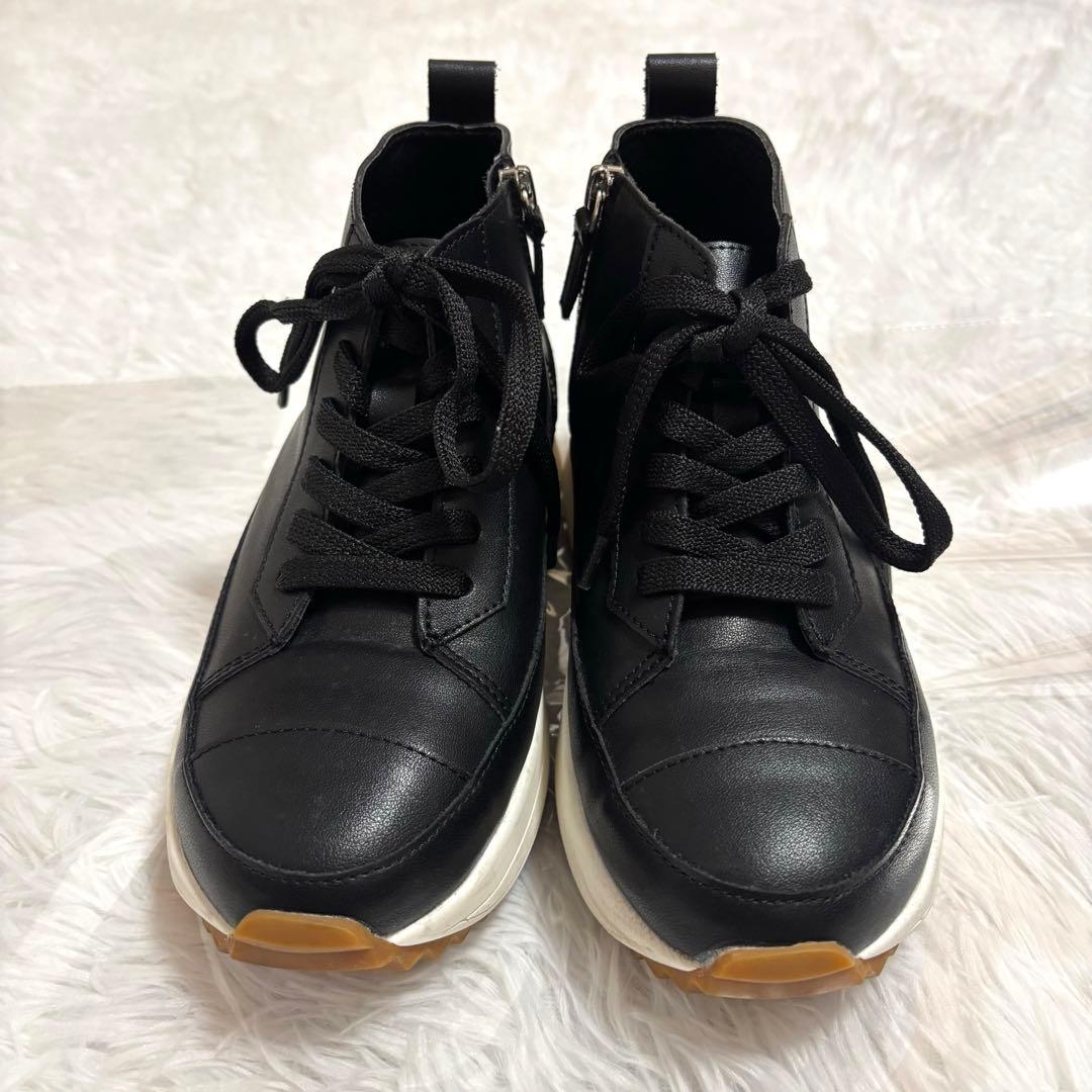 ビアズリー 厚底 レースアップシューズ　ブラック　23.5