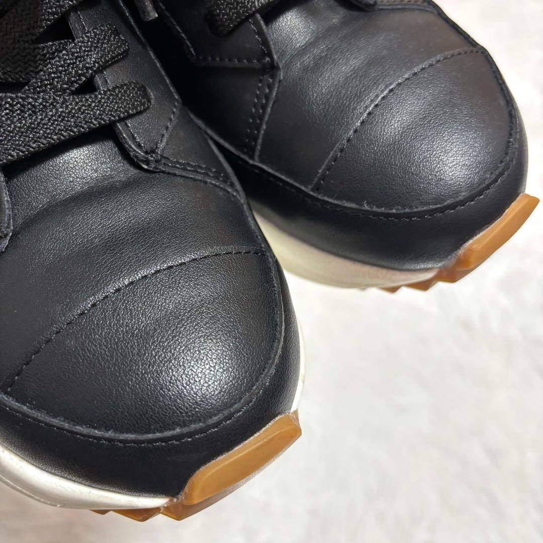 ビアズリー 厚底 レースアップシューズ　ブラック　23.5