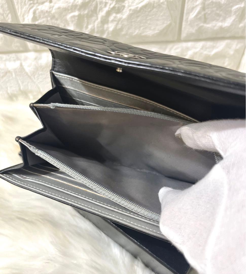 【みや】CHANEL カメリア フラワーエンボス レザー 長財布