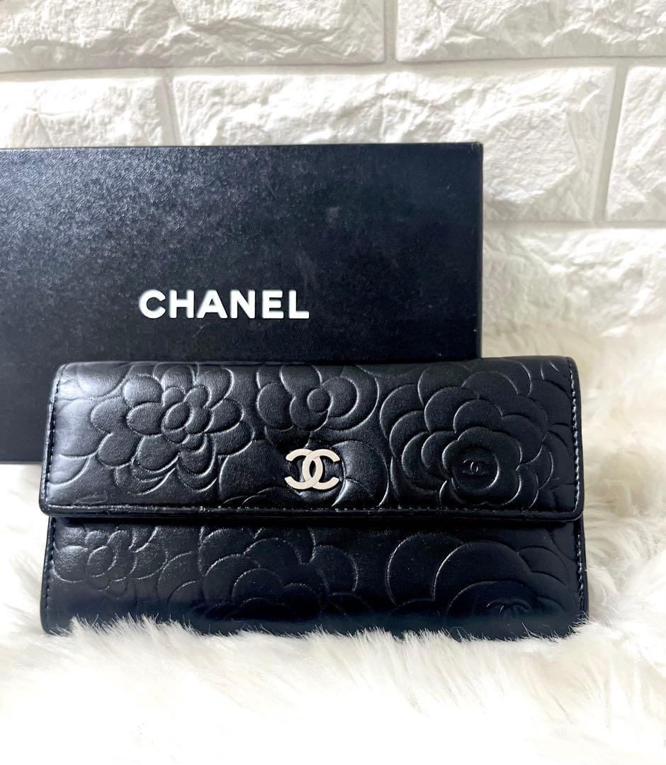 【みや】CHANEL カメリア フラワーエンボス レザー 長財布