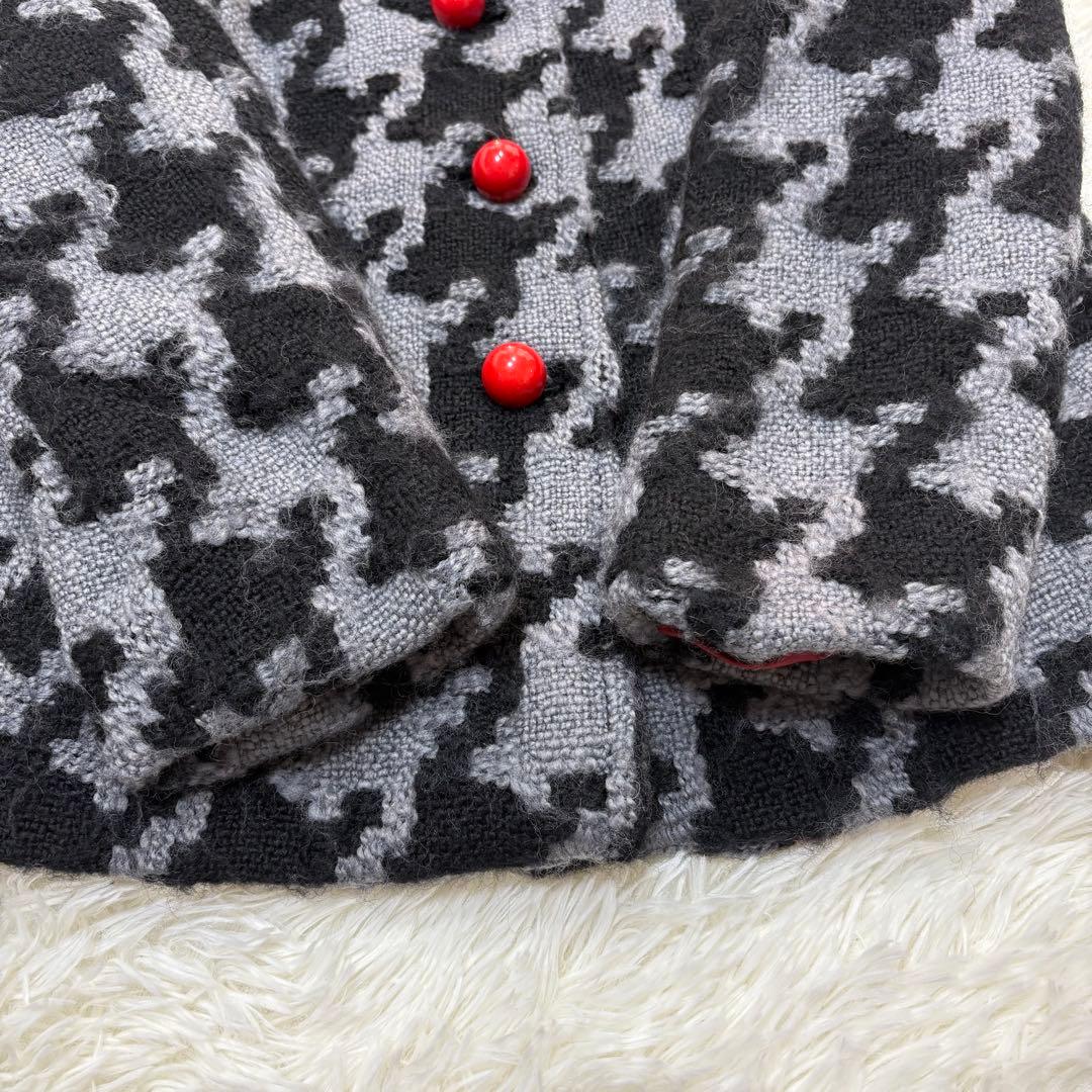MOSCHINO 千鳥格子　ジャケット　赤ボタン　クラシック　M