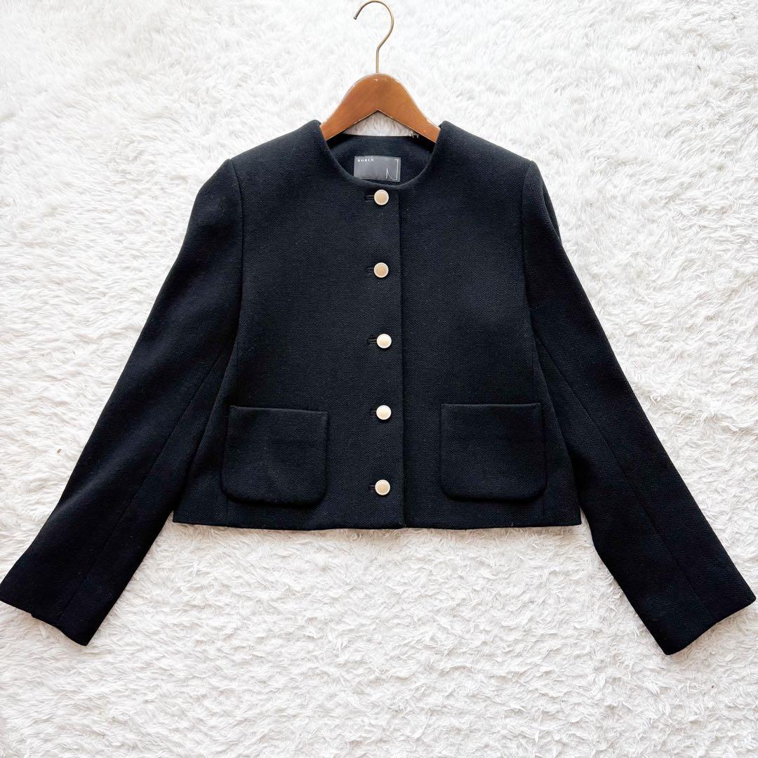 極美品✨《ノーブル》ビンテージメルトンショートジャケット　金ボタン　36 黒