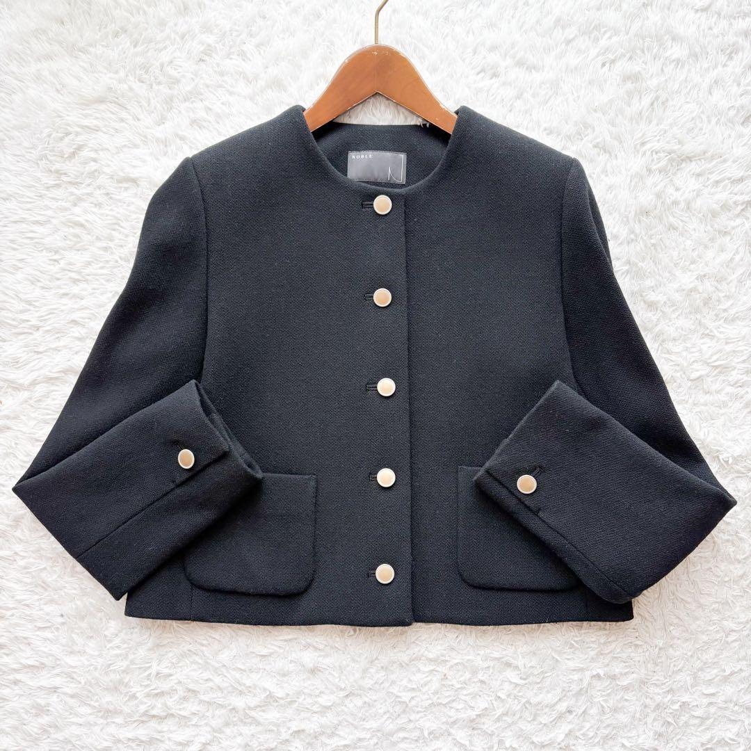 極美品✨《ノーブル》ビンテージメルトンショートジャケット　金ボタン　36 黒
