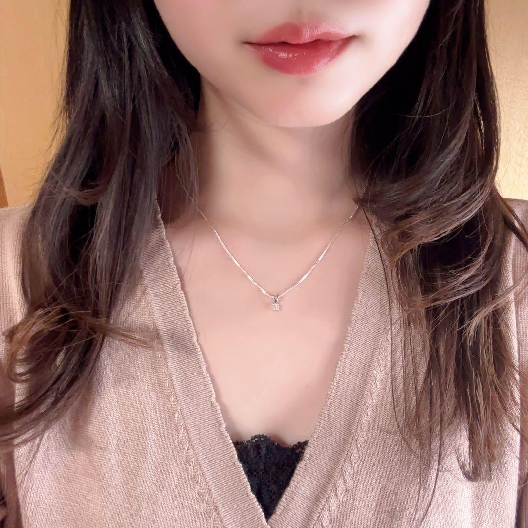 18金 天然 ダイヤモンド ネックレス 18K WG 鑑別書付き