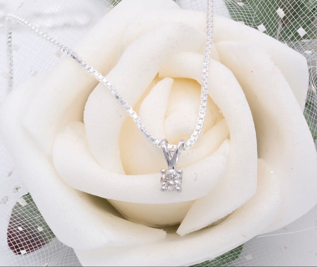 18金 天然 ダイヤモンド ネックレス 18K WG 鑑別書付き