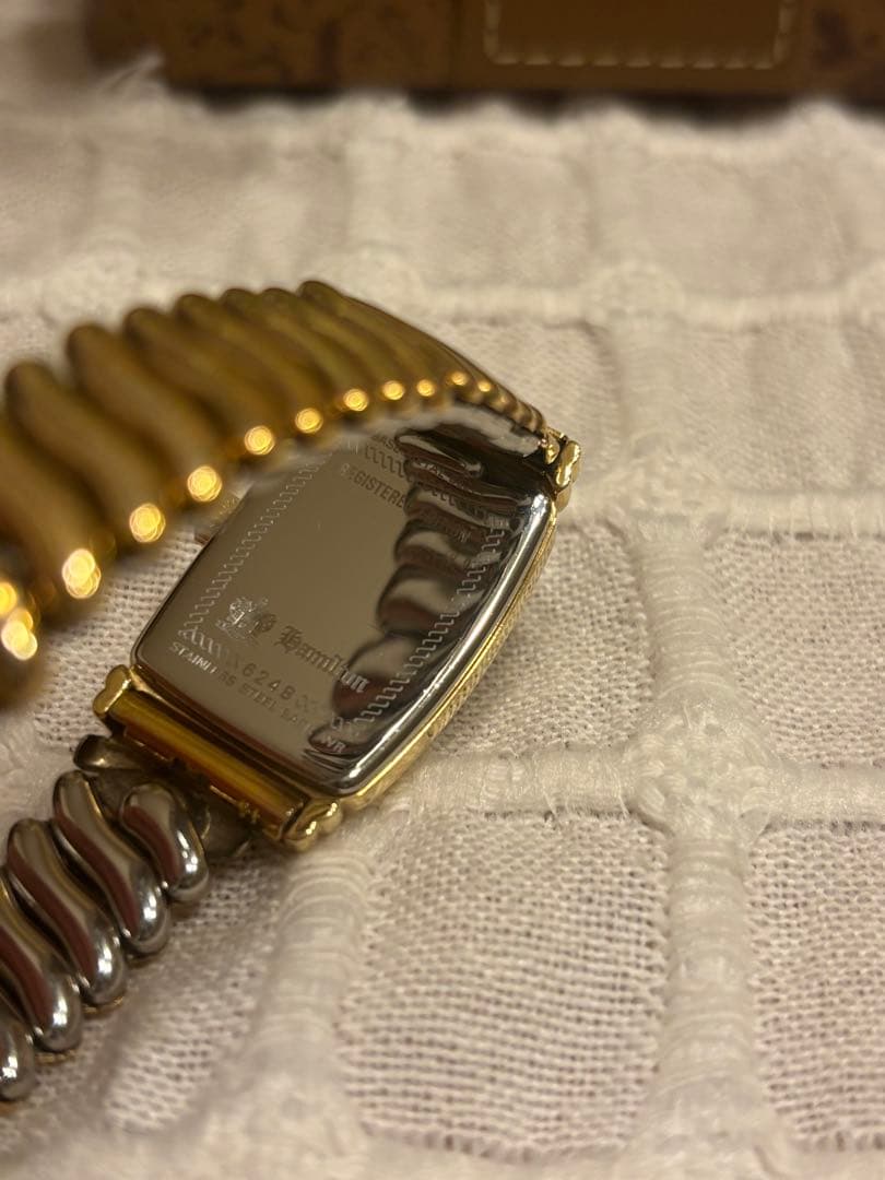 ハミルトン腕時計 長方形 ゴールドアールデコ ジャンク 現状品／ケースなし