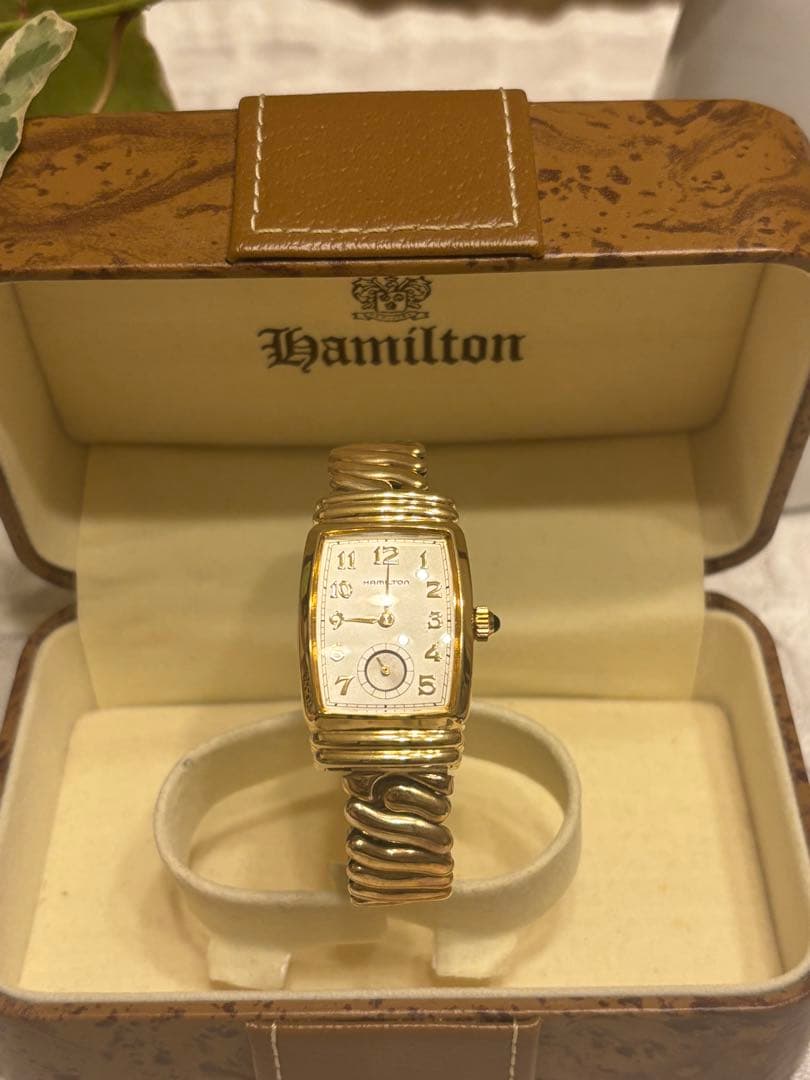 ハミルトン腕時計 長方形 ゴールドアールデコ ジャンク 現状品／ケースなし
