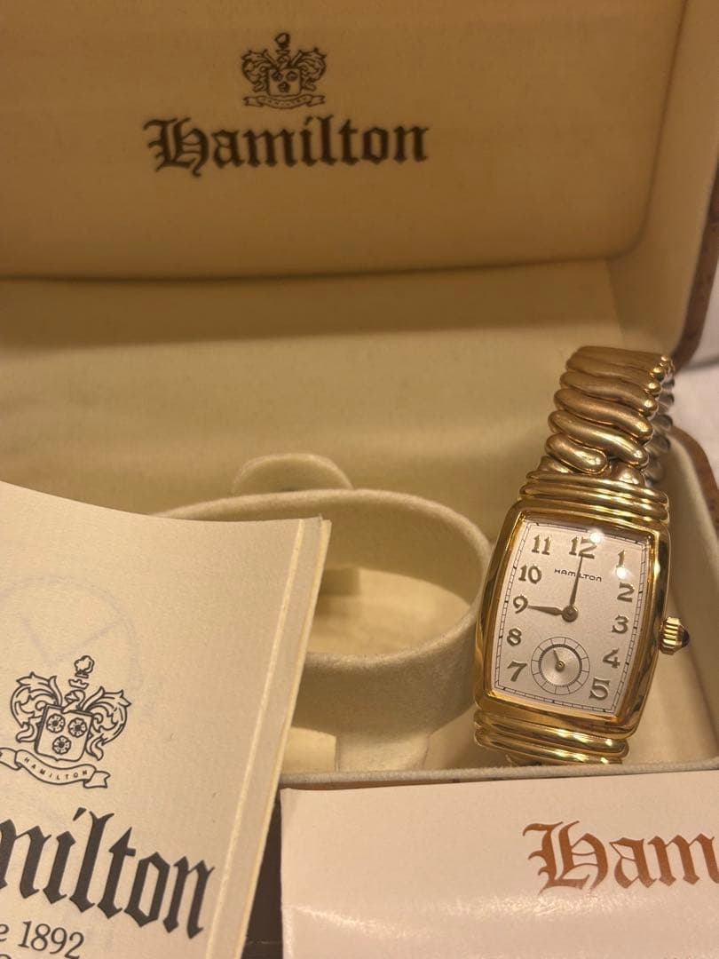 ハミルトン腕時計 長方形 ゴールドアールデコ ジャンク 現状品／ケースなし