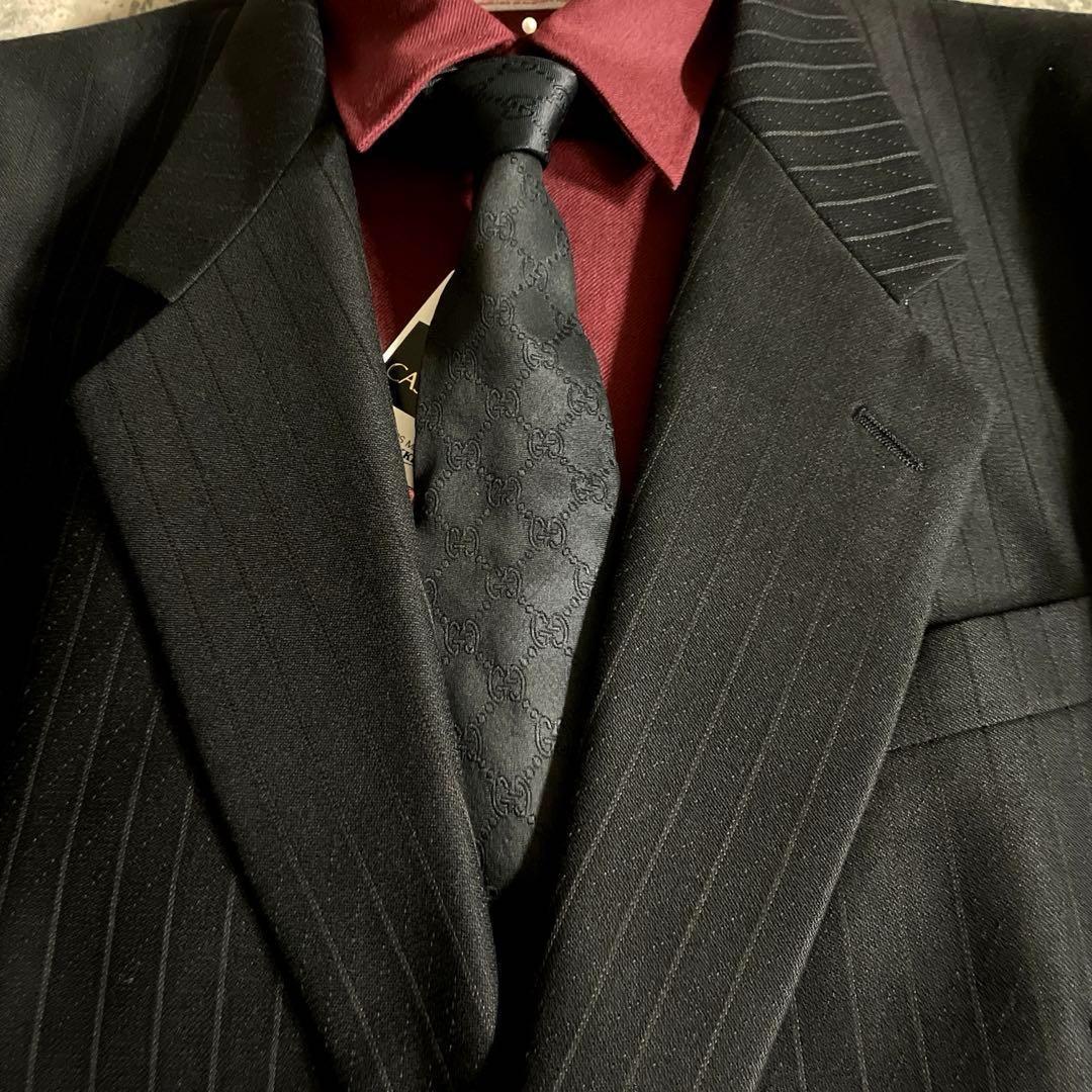 極美品 DORMEL × GUCCI グッチ GG柄ネクタイ 極上ウール スーツ