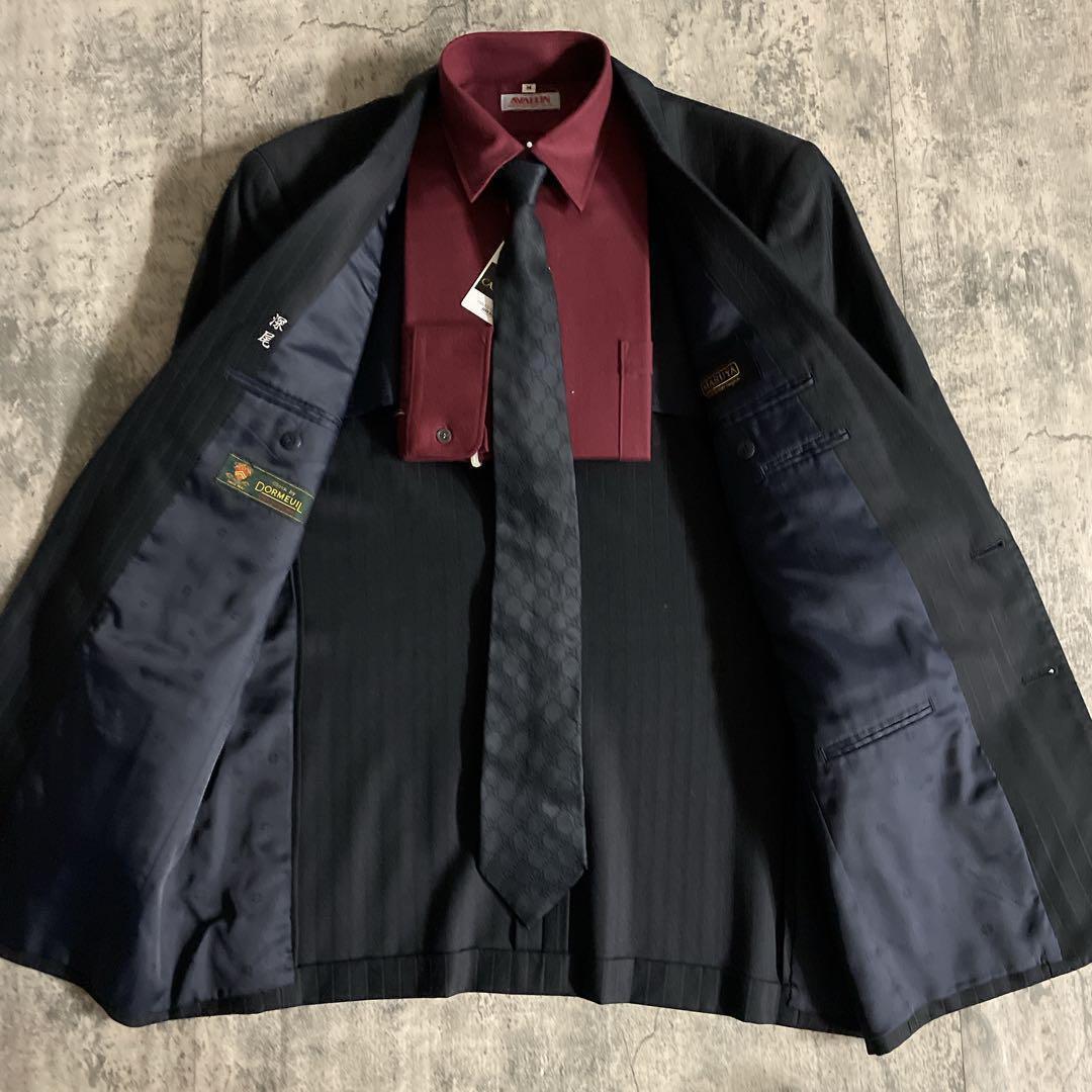 極美品 DORMEL × GUCCI グッチ GG柄ネクタイ 極上ウール スーツ