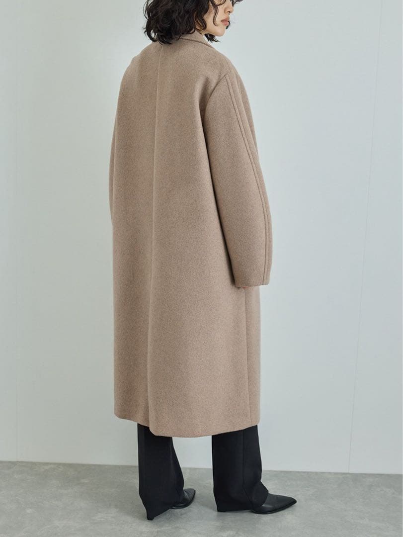 【アダムエロペ】ウールボンディングロングコート 38 ベージュ