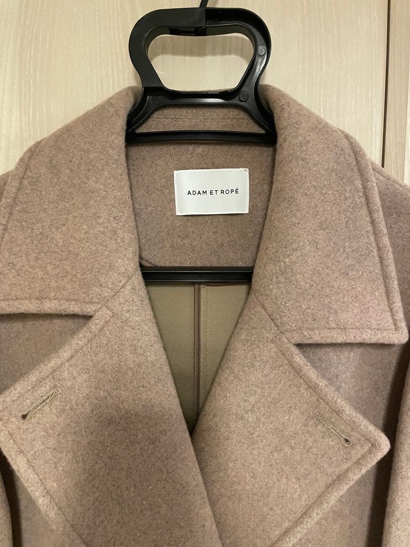 【アダムエロペ】ウールボンディングロングコート 38 ベージュ