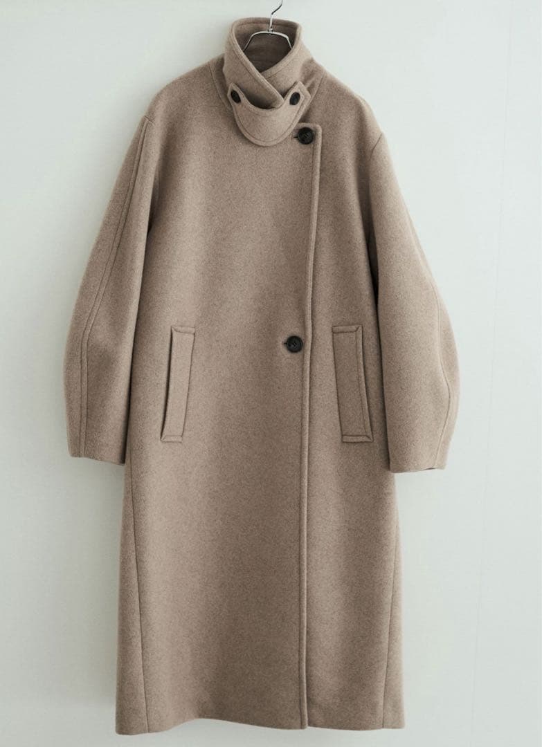 【アダムエロペ】ウールボンディングロングコート 38 ベージュ