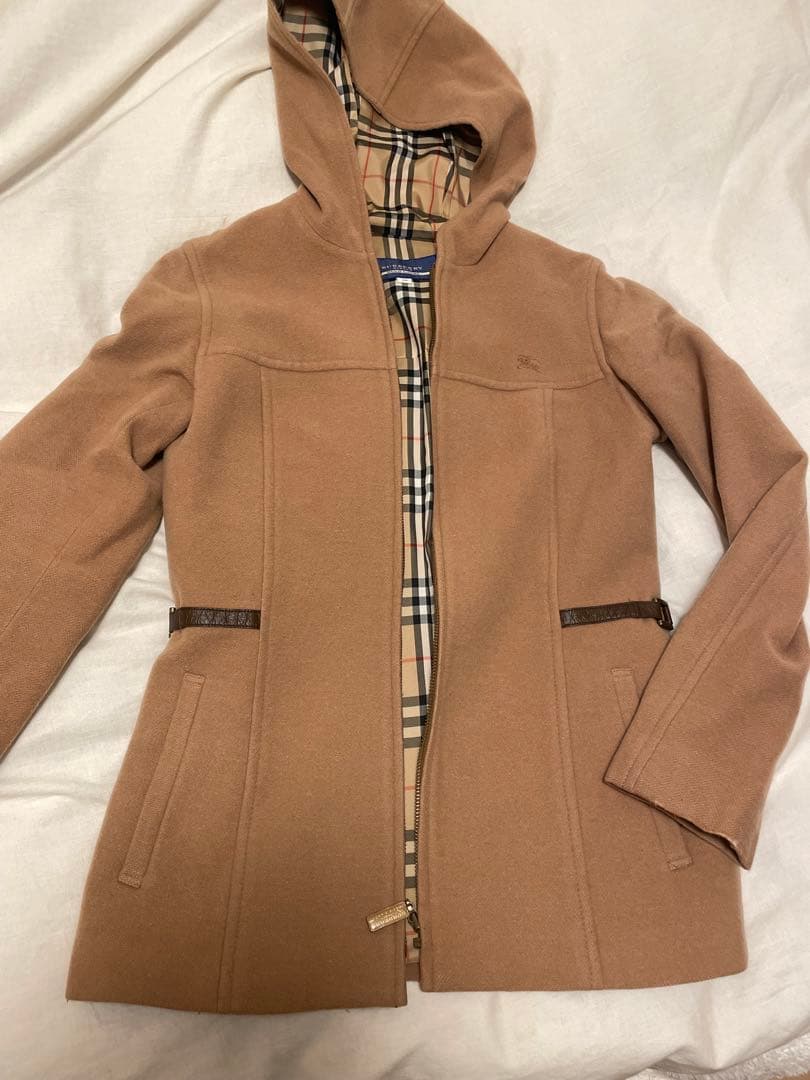 バーバリー　ノバチェック　ウール　コート　ロゴ刺繍