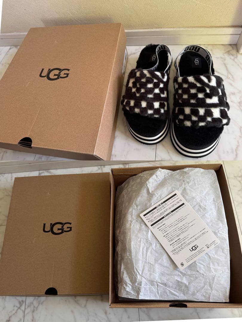 UGG DISCO CHECKS SLIDE 厚底サンダル　箱付き