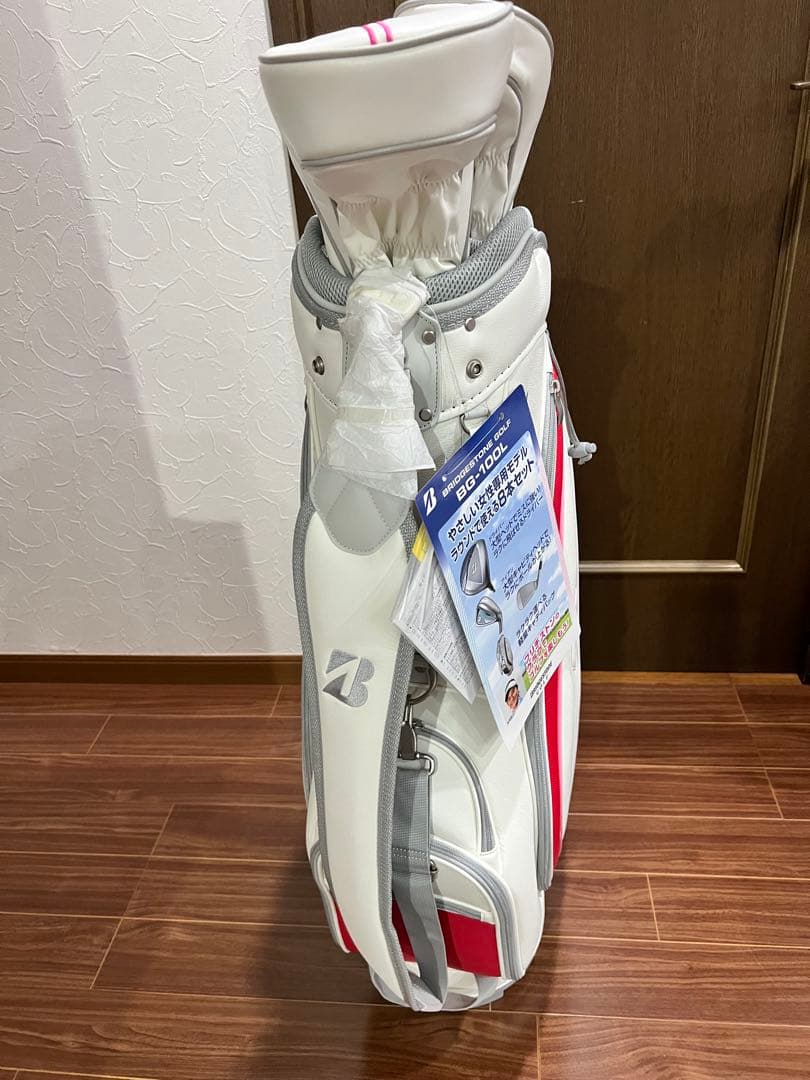 【新品未使用】ヘッドカバー付き★ブリヂストン キャディバッグ ホワイト/ピンク