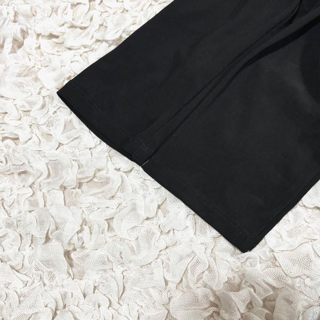 美品 ローレンラルフローレン ワンピース リボン 切り替え シアー 黒 6 L