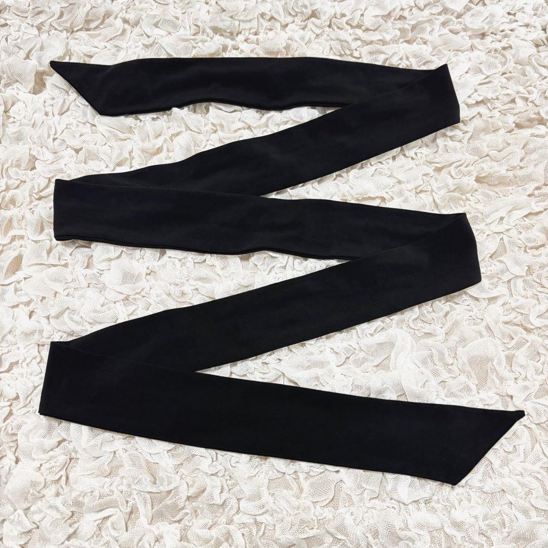 美品 ローレンラルフローレン ワンピース リボン 切り替え シアー 黒 6 L