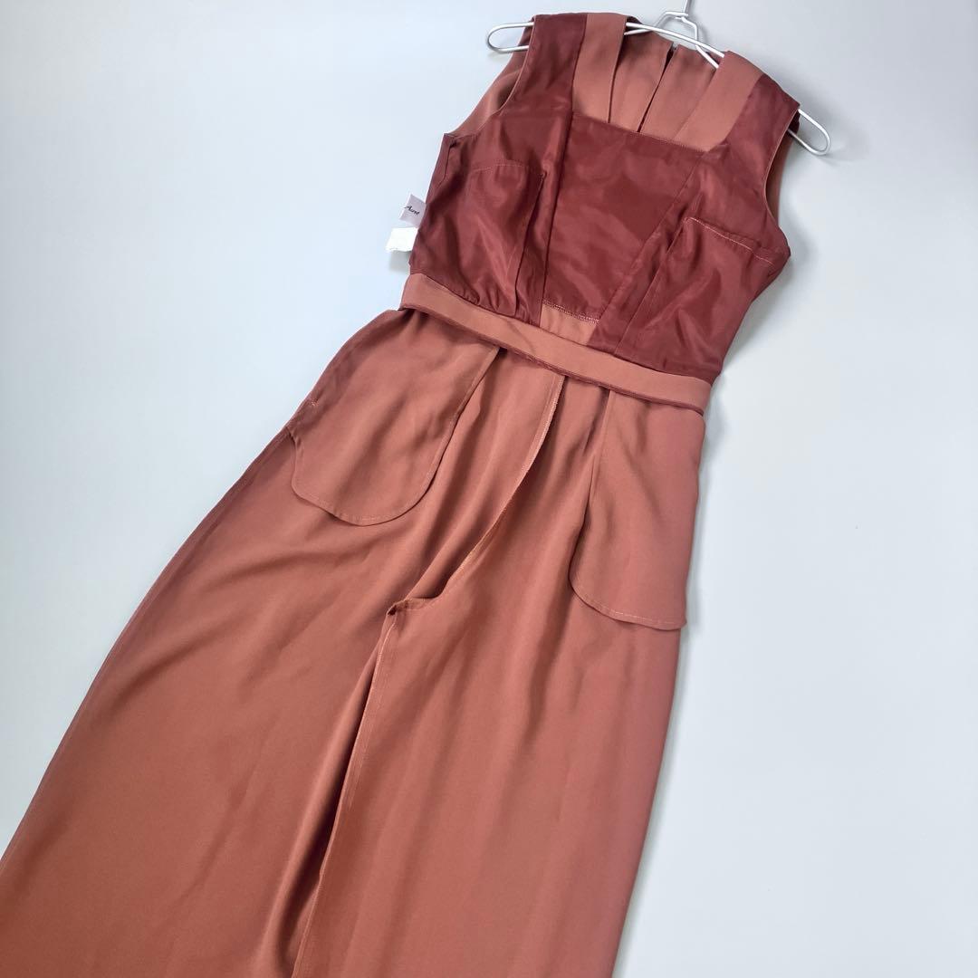 美品AIMER エメ　ストレートパンツオールインワンパーティードレスMブラウン