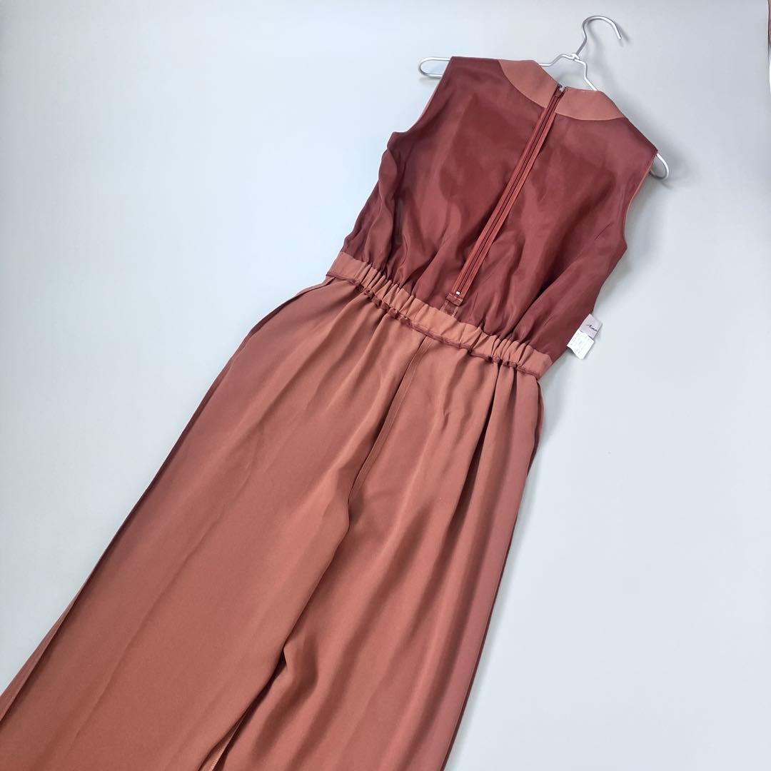 美品AIMER エメ　ストレートパンツオールインワンパーティードレスMブラウン