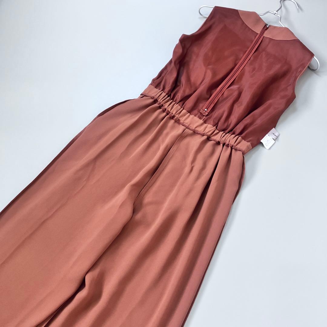 美品AIMER エメ　ストレートパンツオールインワンパーティードレスMブラウン