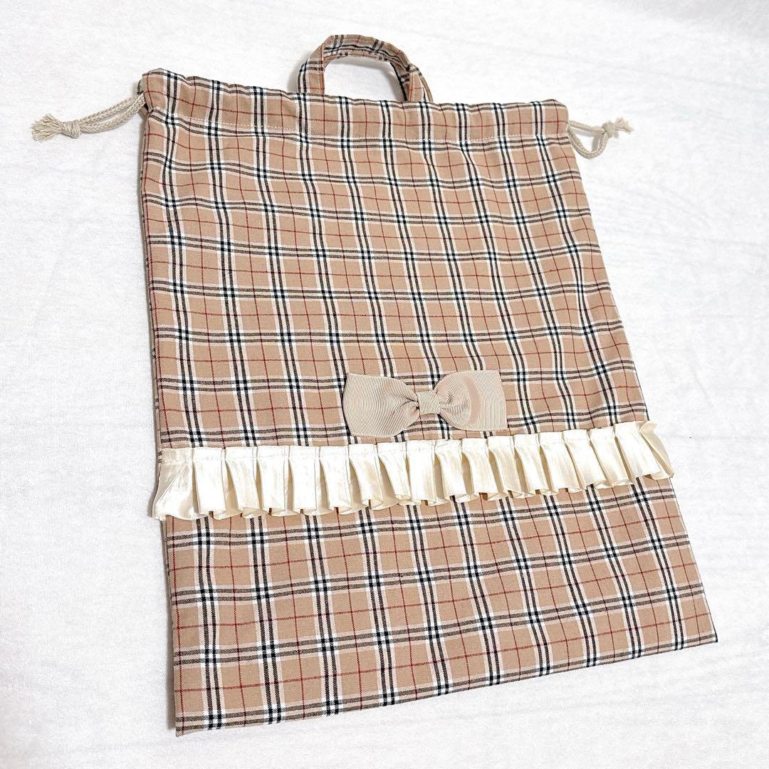 ベージュ◇チェック柄　女の子　入園入学３点セット◇