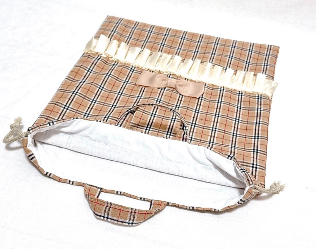 ベージュ◇チェック柄　女の子　入園入学３点セット◇