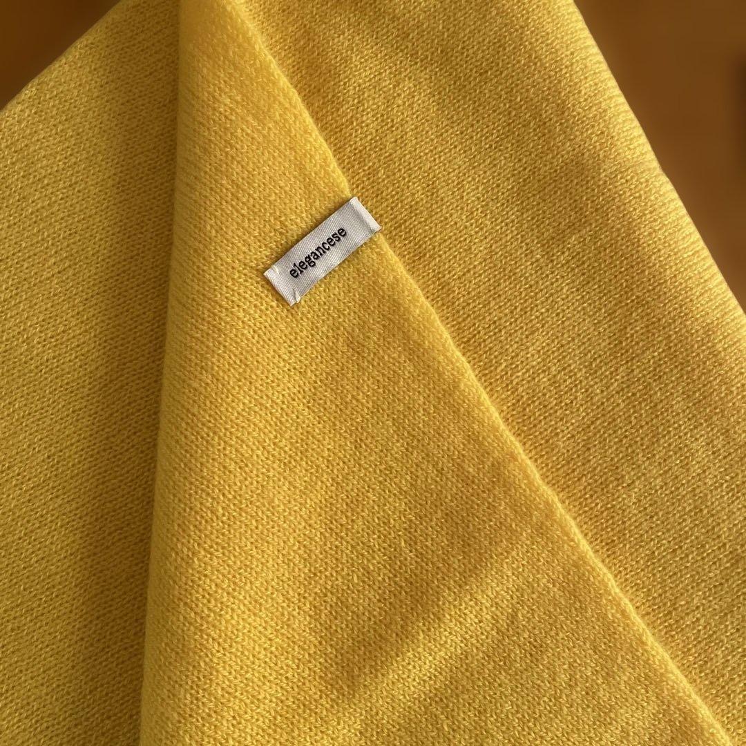 エレガンセーゼ ニットスカーフ ピュアカシミヤ イエロー