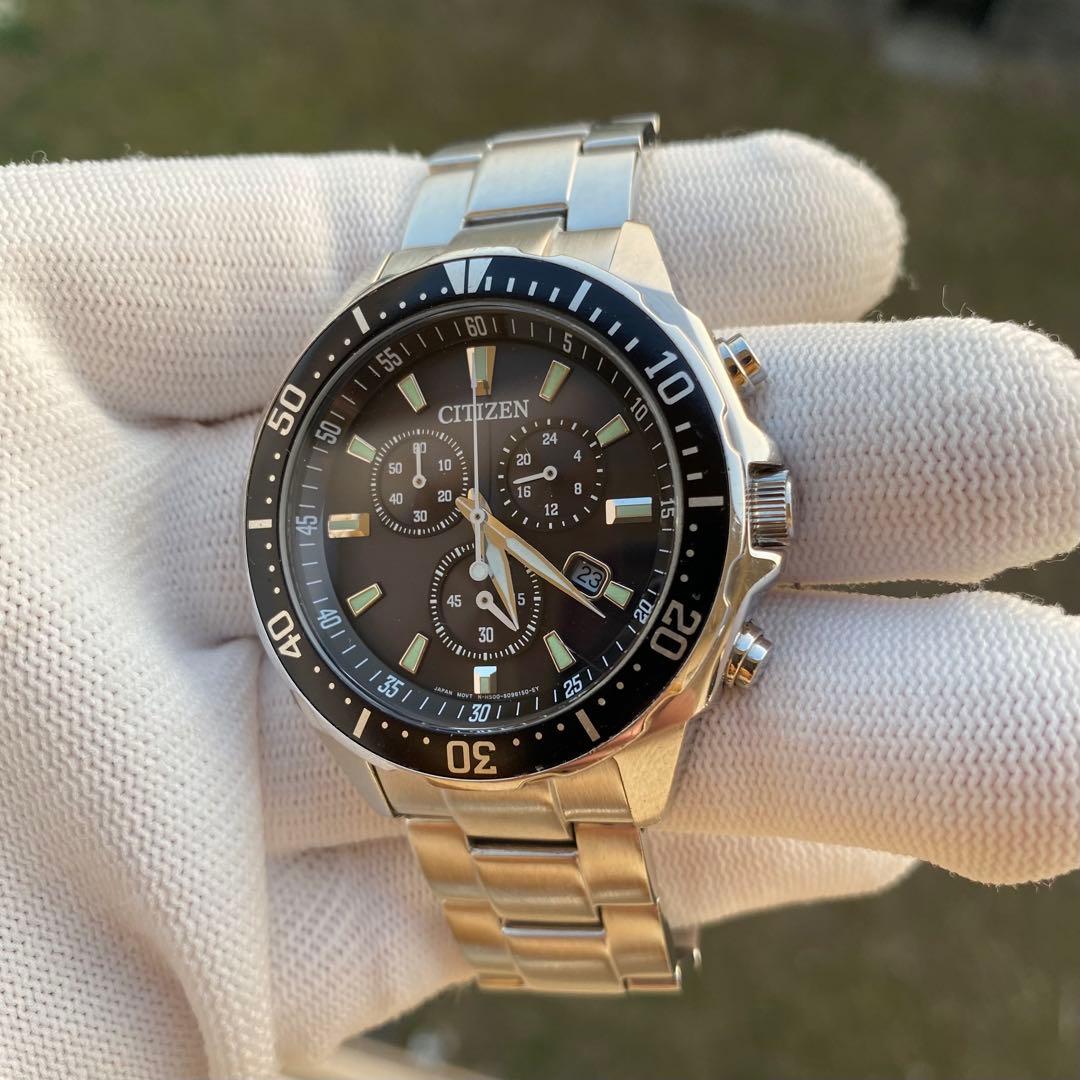 CITIZEN エコ・ドライブ クロノグラフ ブラック メンズ腕時計