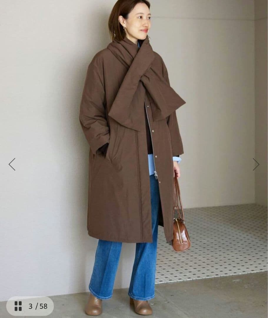 SLOBE IENA　完売　中綿ストール付きノーカラーコート　36