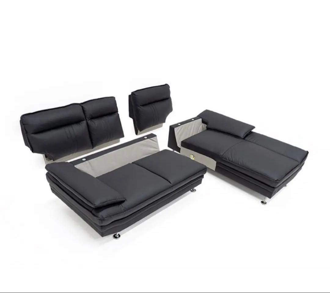 ★美品★3人用L型ソファ (2.32m×1.63m),汚れがつきにくいレザー