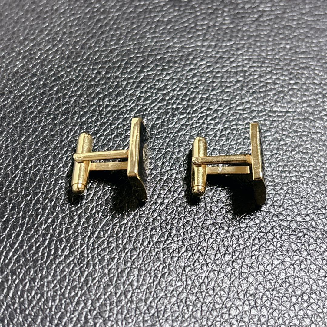 カルティエ カフス ネクタイブラック ゴールド ロゴ カフリンクス 美品