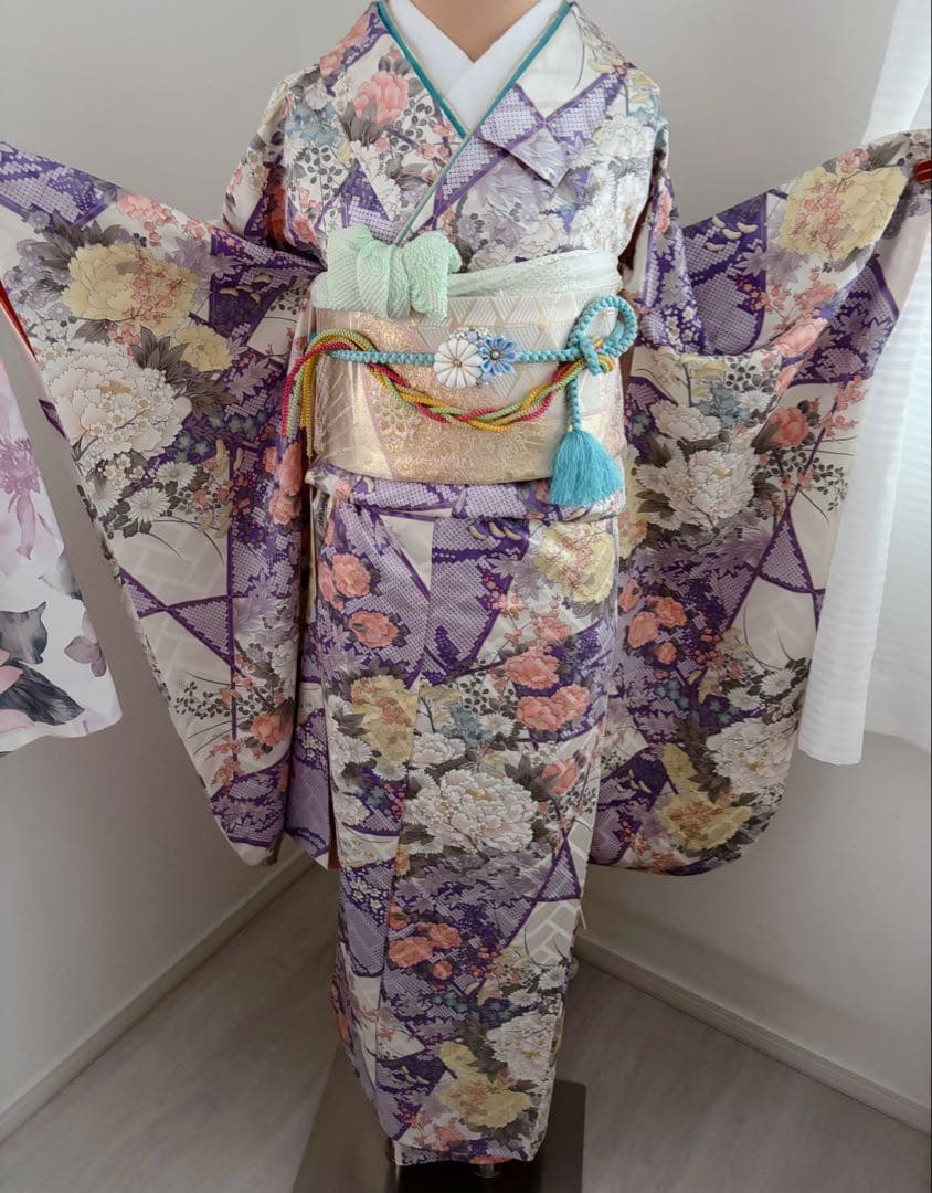 未使用に近い！！正絹豪華振袖フルセット　金彩　艶　新品袋帯　成人式に！！