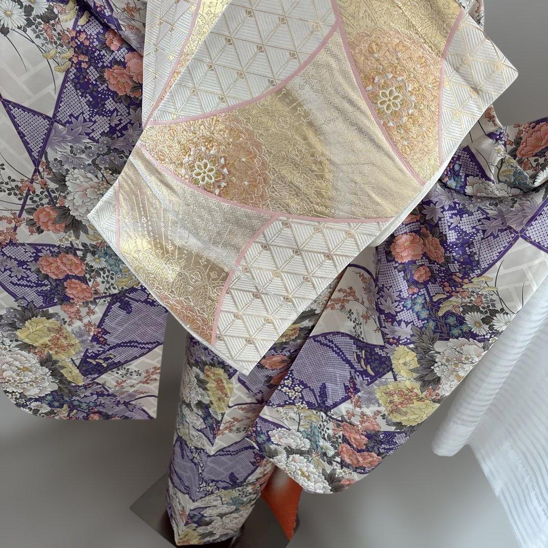 未使用に近い！！正絹豪華振袖フルセット　金彩　艶　新品袋帯　成人式に！！