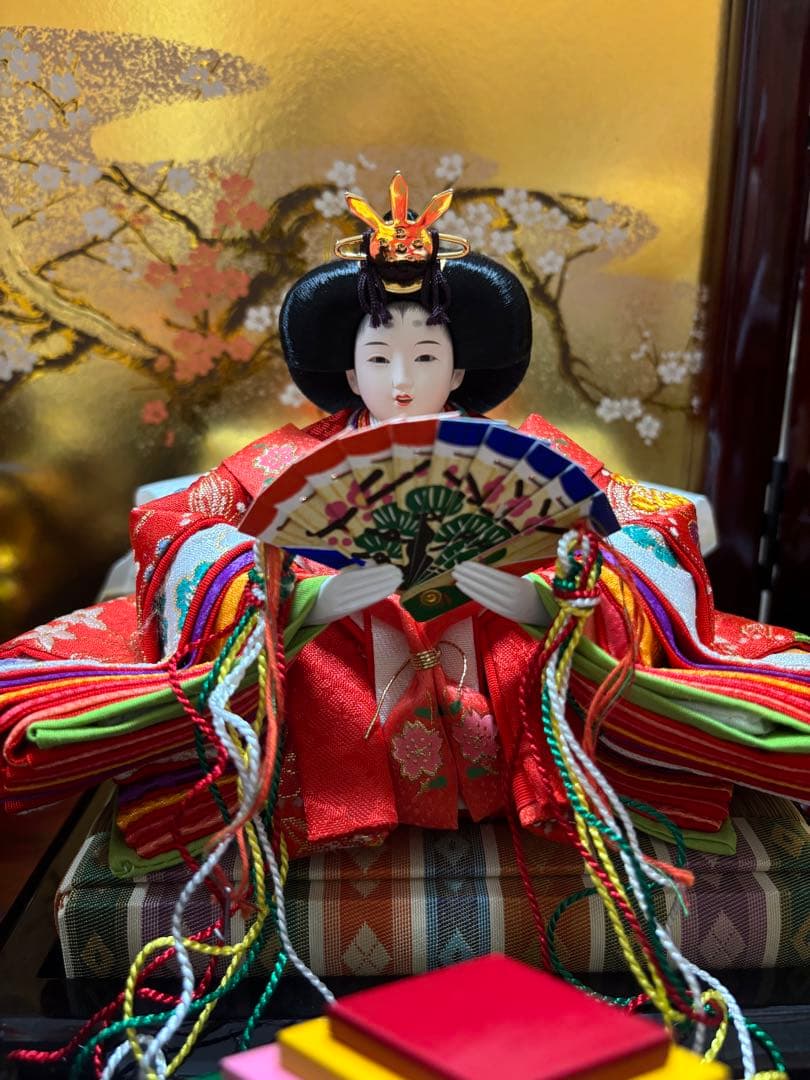 久月 雛人形 収納三段屏風オルゴール付き