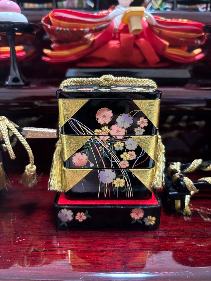 久月 雛人形 収納三段屏風オルゴール付き