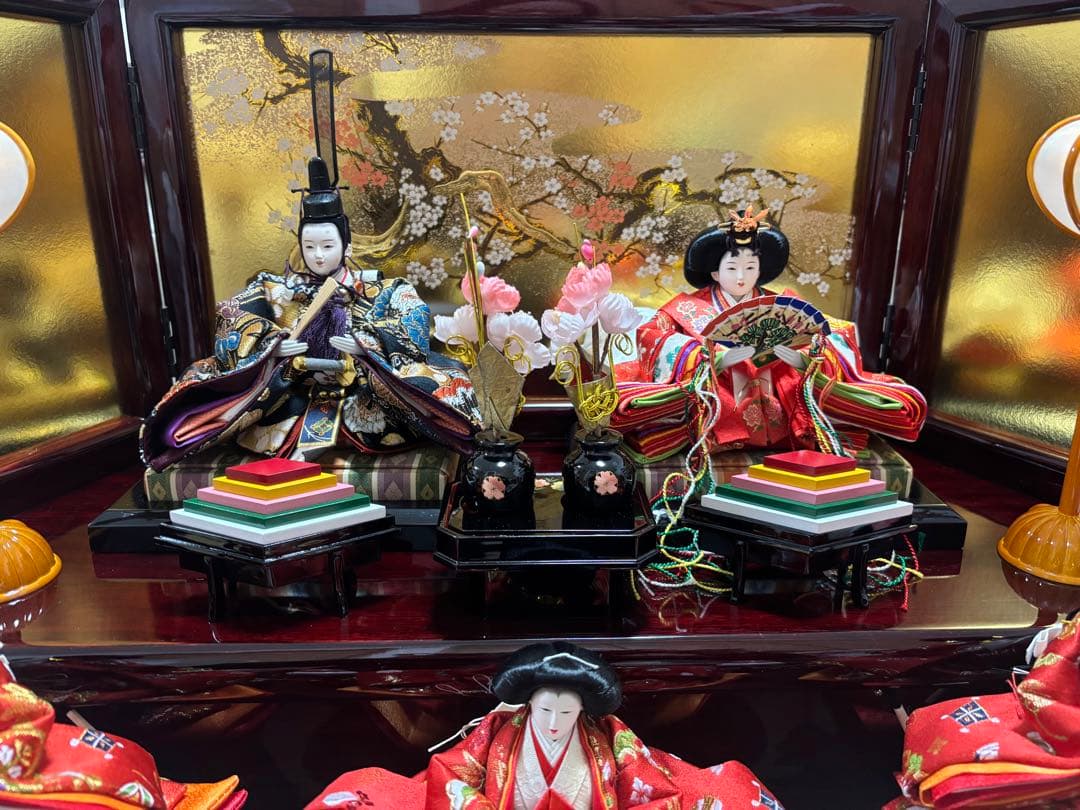 久月 雛人形 収納三段屏風オルゴール付き