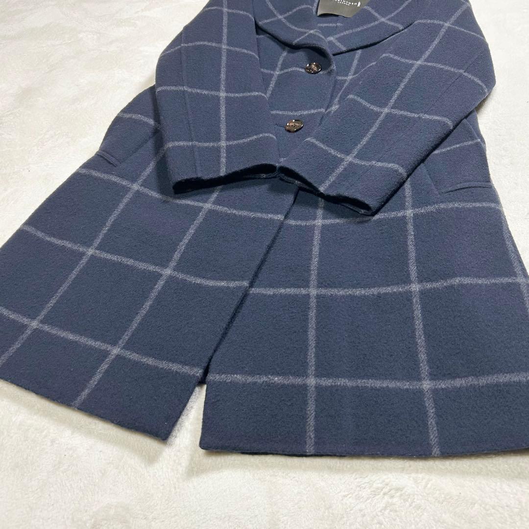 ♦︎美品♦︎マッキントッシュロンドン　女優襟　 チェスターコート チェック ネイビー